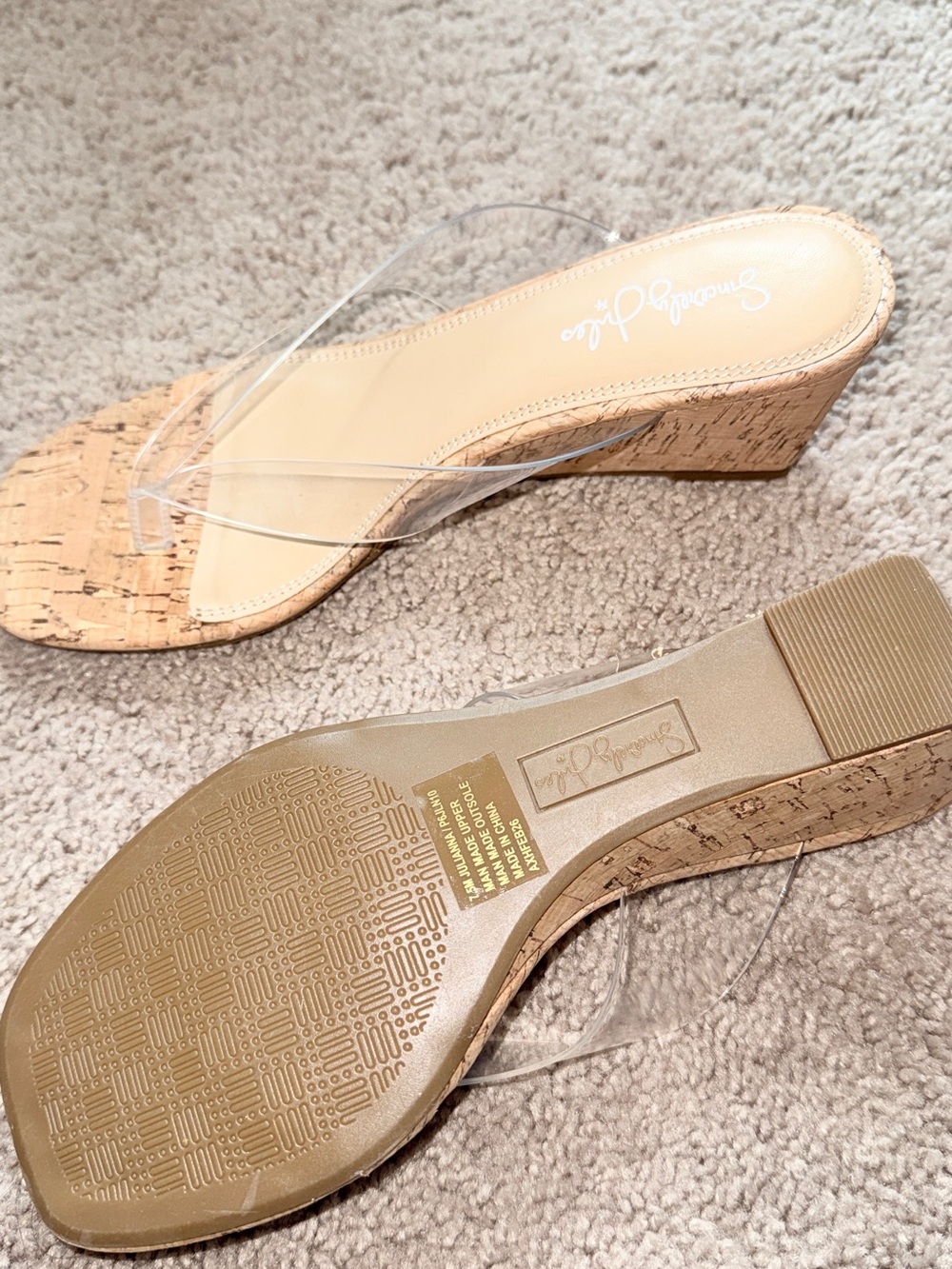 Clear PVC Cork Slide Sandals - Nude - Picture 3 of 4